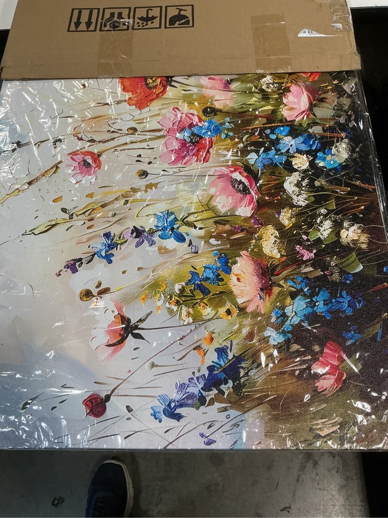 Condition photo showing New/Like New for serimino large wall art for living room canvas prints, farmhouse nature floral botanical wall decor, colorful flower market modern home decor oil paintings bathroom decor aesthetic 20"x40" 40"l x 20"w flowers-4