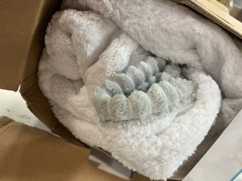 Condition photo showing As Is for Heated Blanket Electric Blanket 50"x60", Soft Taffeta Sherpa Electric Throw with 5 Heating Level & 1-12 Hour Auto Off, Heated Throw with Overheating Protection, Machine Washable(Light Grey) Light Grey 50"x60"