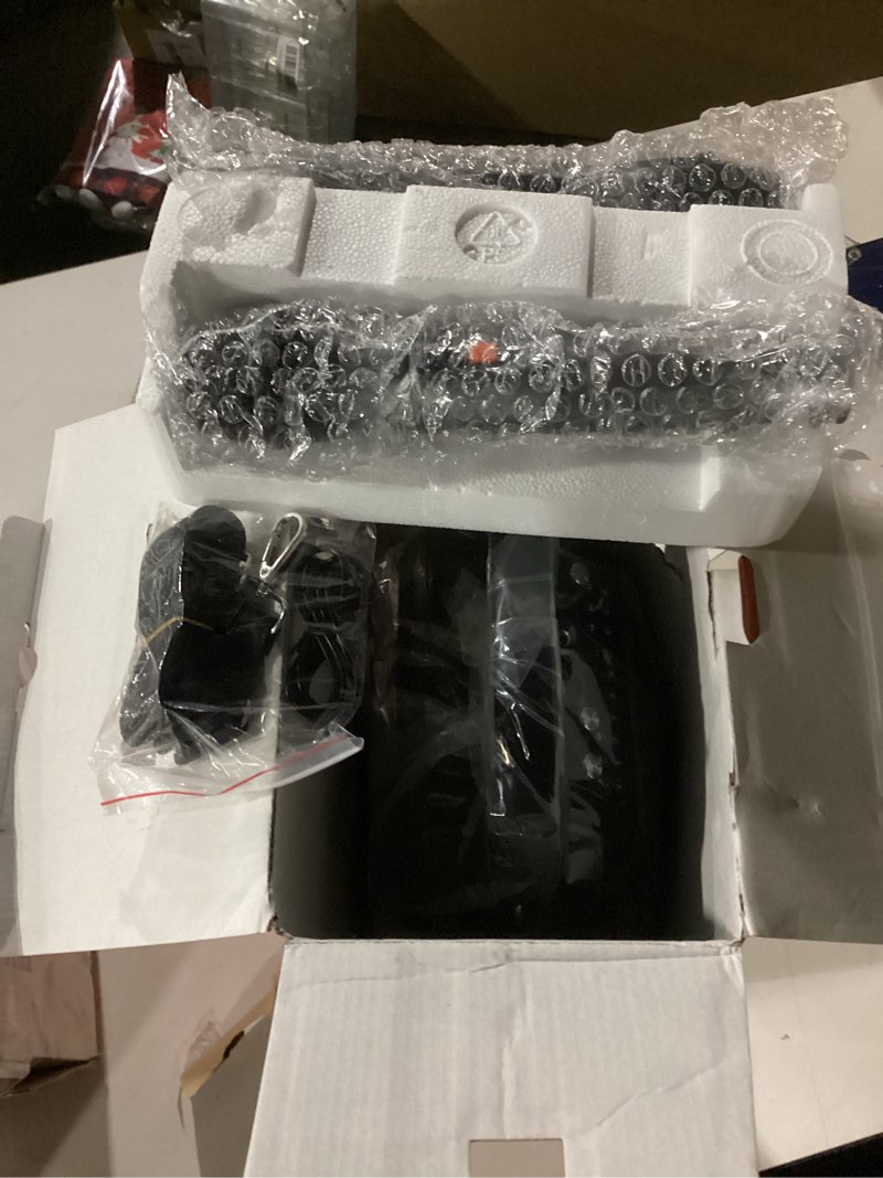 Condition photo showing As Is for Karaoke Machine, Portable Bluetooth Speaker with 2 Wireless Microphones for Adults & Kids with Lights, Karaoke Microphone with PA System Supports USB/TF/FM/AUX for Home Party Home System Packages Black