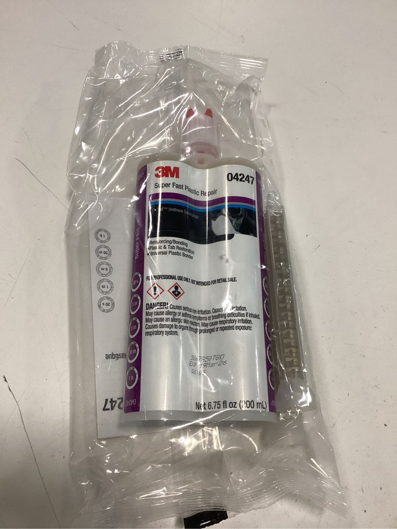 Condition photo showing New/Like New for 3M Super Fast Plastic Repair, 04247, Tranlucent Color, Ready-To-Use, Two-Part Epoxy Finishing Adhesive, 200 mL/6.75 fl oz Cartridge