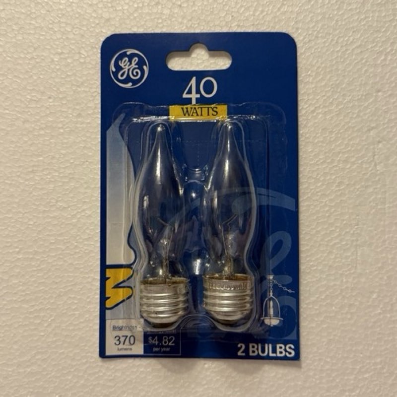 12 GE Light Bulbs 40Watts Bent Tip Crystal Clear Medium Base Decorative NEW 6-pk
