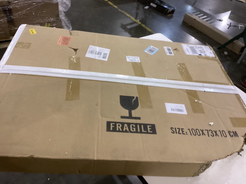 Condition photo showing As Is for Coffee Table for Living Room Mid Century Modern Center Table with Glass Top and Wood, Brown/Walnut Brown/Walnut 36 Inch