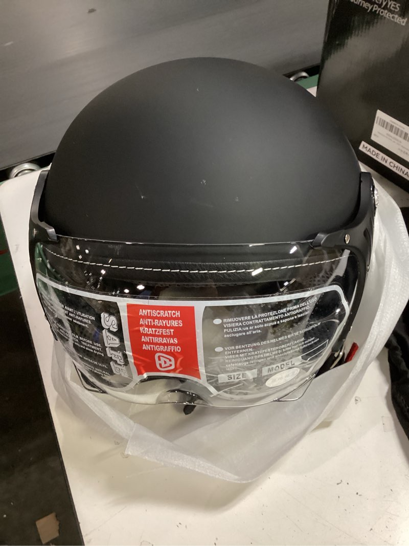 Condition photo showing Good Condition for 3/4 motorcycle helmets retro open face vespa scooters helmet with clear visor for men and women- dot approved matte black x-large