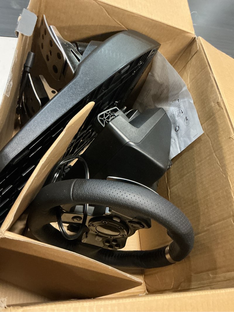 Condition photo showing Good Condition for logitech g920 driving force racing wheel and floor pedals, real force feedback, stainless steel paddle shifters, leather steering wheel cover for xbox series x|s, xbox one, pc, mac - black