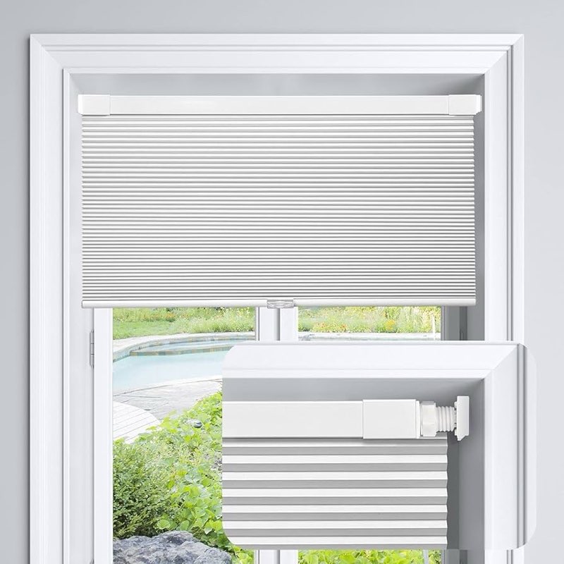 LazBlinds Cordless Cellular Blinds, No Drill Light Filtering Honeycomb Shades for Indoor Windows, In