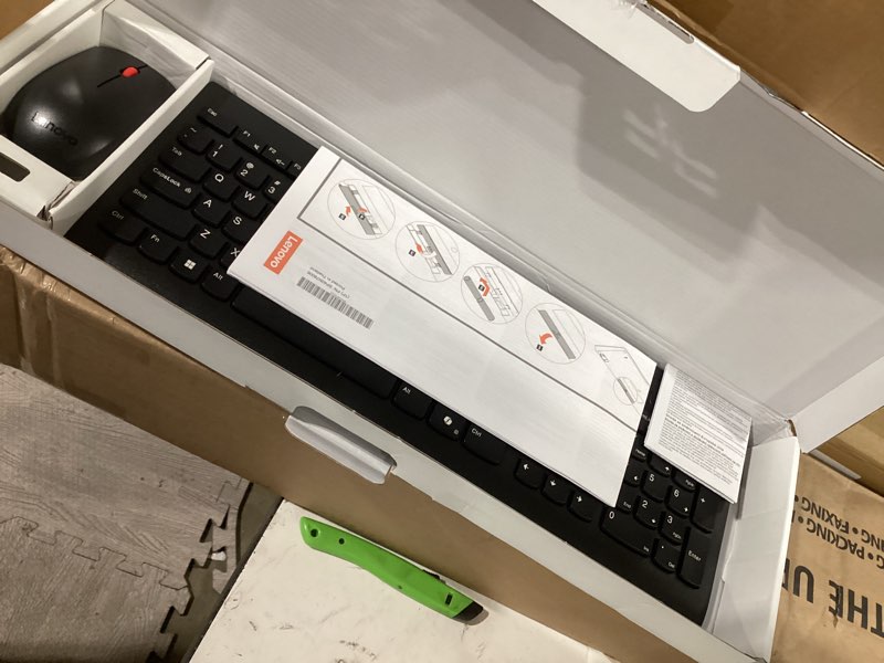 Condition photo showing Good Condition for lenovo 510 wireless keyboard & mouse combo, 2.4 ghz nano usb receiver, full size, island key design, left or right hand, 1200 dpi optical mouse, gx30n81775, black