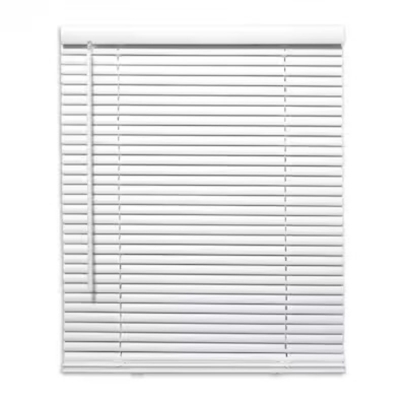 Project Source Light Filtering 1-in Slat Width 58-in x 64-in Cordless White Vinyl Light Filtering Mini Blinds