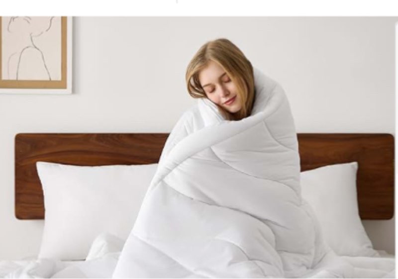 Bedsure Comforter Duvet Insert - Quilted Comforters Queen Size, All Season Duvet, Down Alternative Bedding, with 8 Tabs, Gifts for Women/Men, White, Queen 88 x 88 Inches