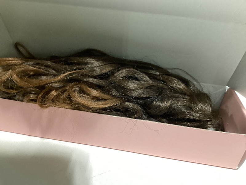 Condition photo showing Good Condition for flufymooz 100? pure protein ponytail extension, 18 inch curly claw clip ponytail hair extensions natural soft pony tail hairpiece for women-dark almond brown with copper 18 inch dark almond brown with copper