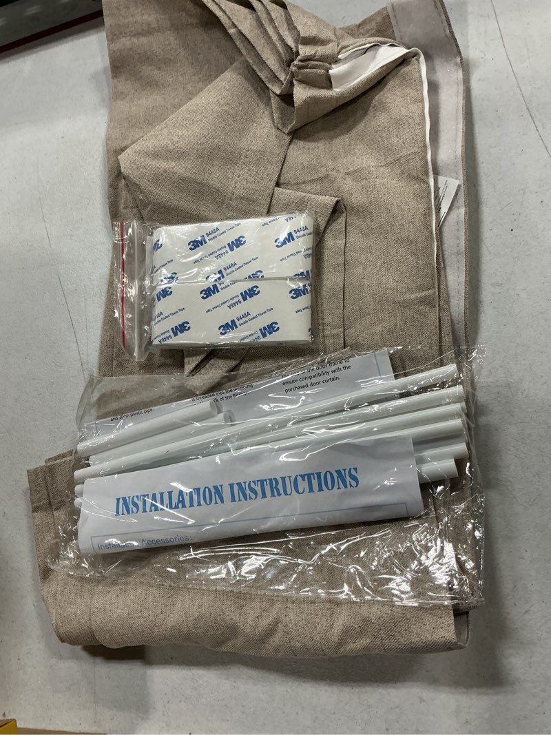 Condition photo showing Good Condition for nicetown 100% blackout french door curtain with adhesive top & magnetic lift, no drill cordless roman shade for doors, w24 x l72 in, faux linen privacy & thermal shade for living room kitchen, 1 pc 24"w x 72"l (pack of 1) natural