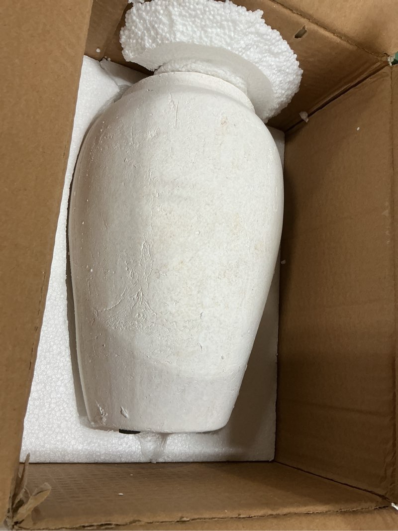 Condition photo showing Good Condition for handcrafted flower vase, 10.5" tall terracotta vases, vintage white vase, rustic antique décor, wide mouth, matte finish for home office resto café decoration white 10.5"
