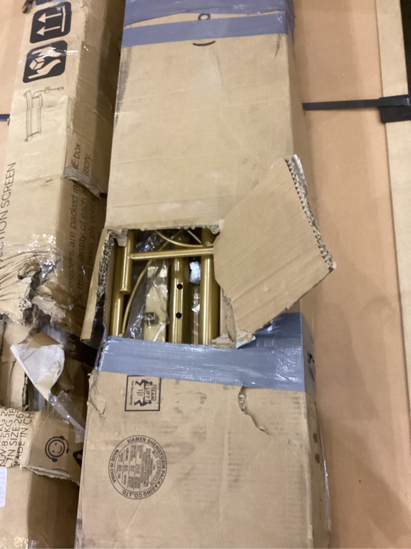 Condition photo showing As Is for IDEALHOUSE Twin Daybed with Trundle, Metal Trundle Bed, Sofa Bed Frame, Heavy Duty Metal Slats, for Living Room, Bedroom, Guest Room, Space Saving, Gold Gold Daybed With Trundle