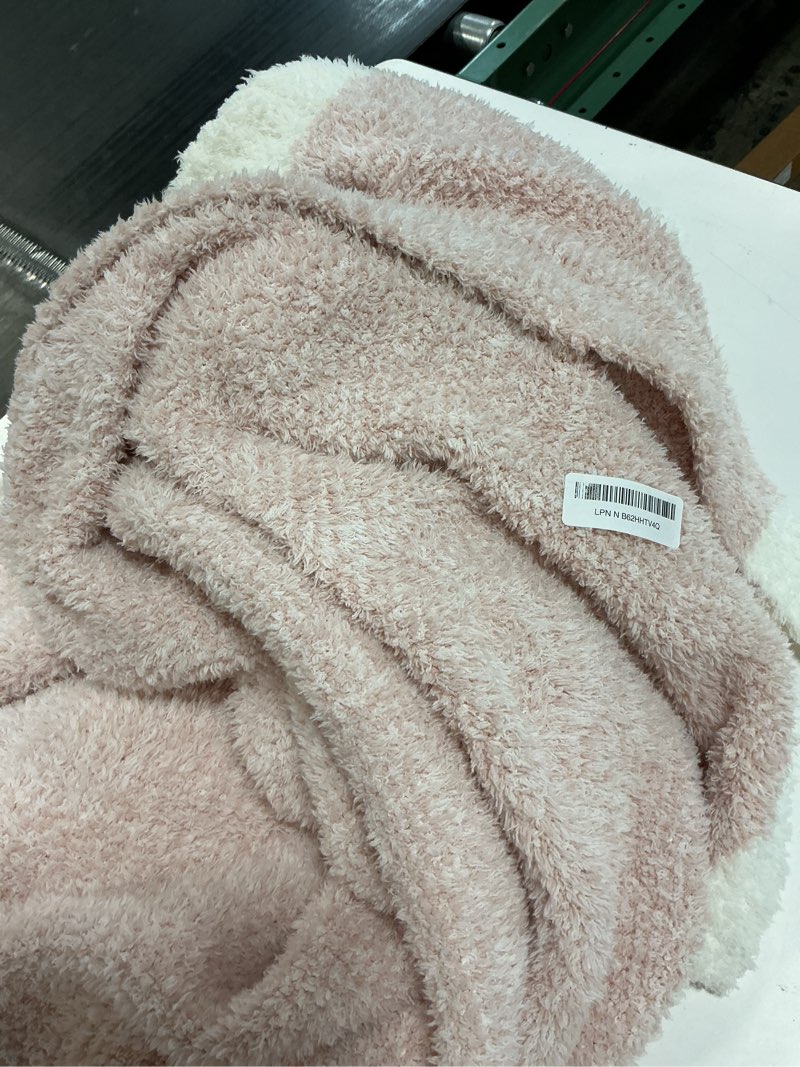 Condition photo showing As Is for wrensonge throw blanket cationic dyeing pink soft cozy fluffy warm hand made weave throw blankets for couch, sofa, chair, bed, camping, picnic, travel lightweight bed blanket - 60"*80" aesthetic pink twin(60"x80")