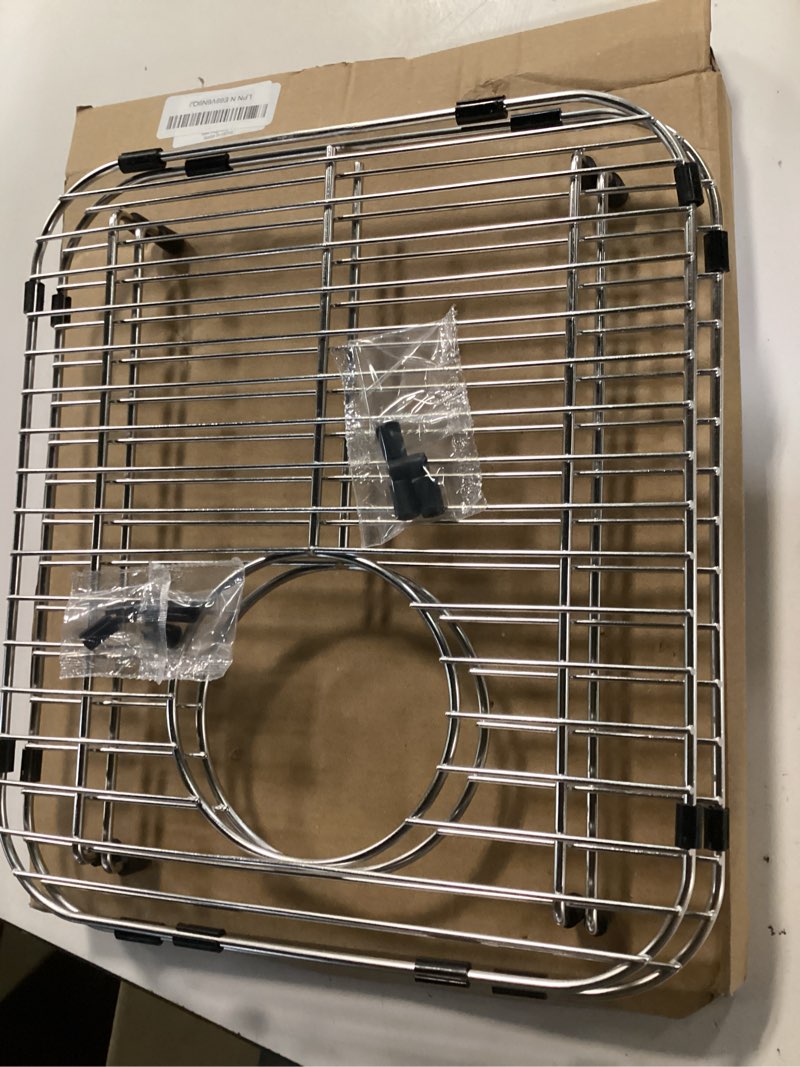 Condition photo showing New/Like New for bottom of sink protector rack, stainless steel 13.2"x11.6" sink grid dish drying rack grate with rear drain hole 2 packs 11.6"x13.2",rear drain