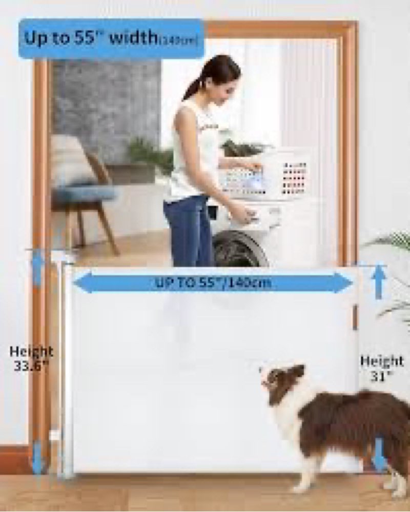 Veraste (2 Pack) Retractable Baby Gate for Doorways and Stairs, Mesh Safety Gate for Pet, Indoor & O