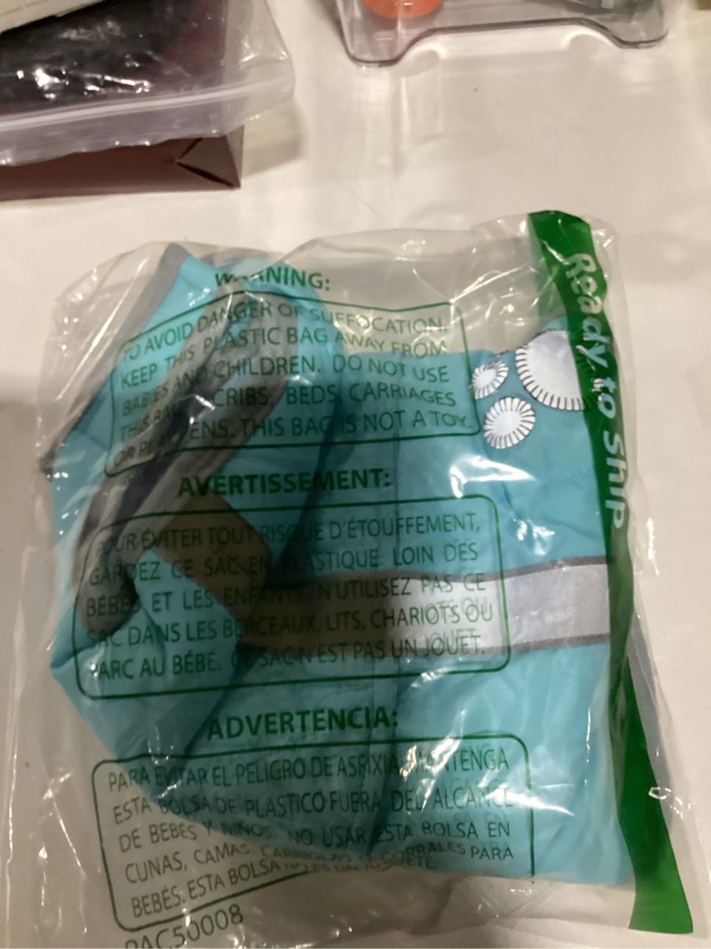 Condition photo showing Good Condition for queenmore winter coat, fleece puffer down vest, cold weather pet jacket, waterproof reflective reversible sweater clothes for small, medium and large dogs (light blue, xs) x-small light blue