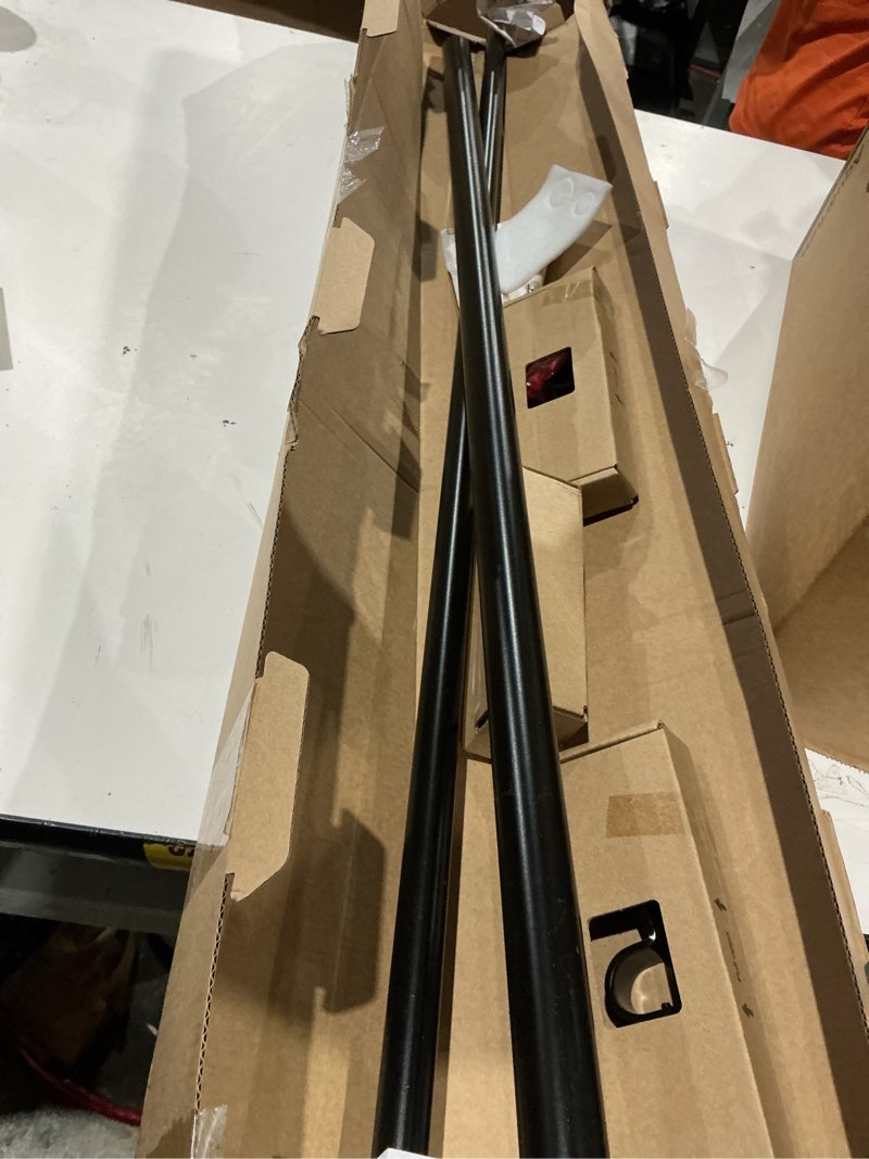 Condition photo showing As Is for kamanina 1 inch double curtain rod 36 to 72 inches (3-6 feet), black heavy duty curtain rods for windows, telescoping double drapery rods with end caps, fewer rods, faster setup black 36-72"