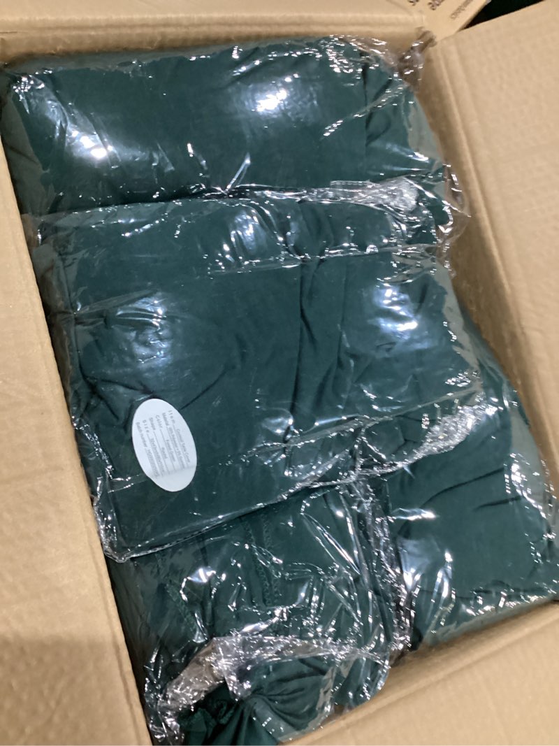 Condition photo showing As Is for 8 Packs Round Cocktail Table Skirt 32"x 43" Spandex Stretch Cocktail Tablecloth with Wavy Drapes, Dark Green Spandex Fitted High Top Table Covers for Wedding Bar Party Birthday Banquet Table Dark Green 8 Pack-32"x 43"