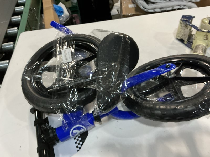 Condition photo showing As Is for 12 Inch Toddler Balance Bike for 1-3 Year Olds, No-Pedal Bike with Tool-Free Adjustable Seat, Quick Assembly, Gift for 1-3 Year Old Boys & Girls with Customizable Plate Blue KC