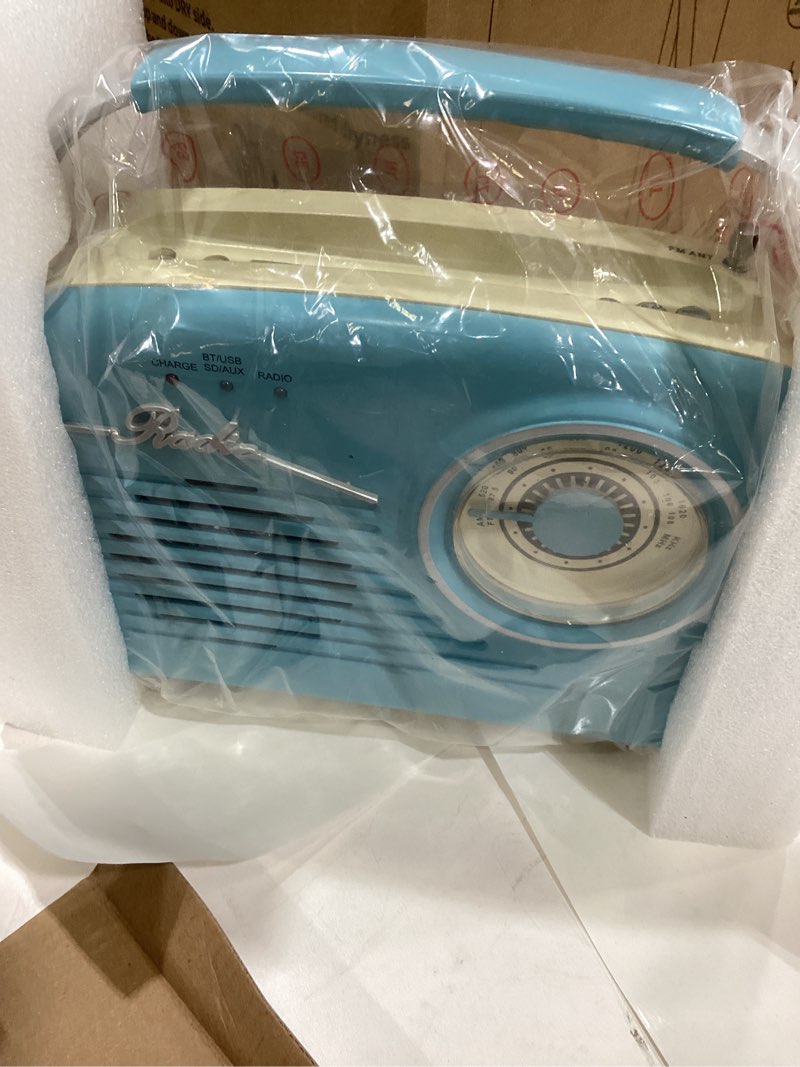 Condition photo showing New/Like New for Portable Am Fm Radios, Radio Bluetooth Support Battery Operated and Plug in Wall for Home/Outdoor, Large Dial Easy to Use, Gifts for Seniors Elderly (Blue) Bule