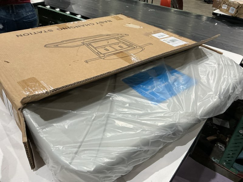 Condition photo showing Good Condition for commercial baby changing station, wall mount with safety strap | folds flat to save space. ideal for restrooms in hotels, airports and commercial spaces. easy to clean and secure