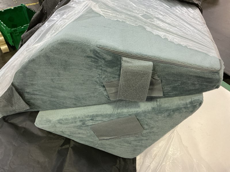 Condition photo showing Good Condition for Lunix 3pcs Orthopedic Bed Wedge Pillow Set, Post Surgery Memory Foam for Back, Leg, and Knee Pain Relief, Adjustable Sitting Pillow for Sleeping, Acid Reflux, and GERD, with Hot Cold Pack, Navy Stone Navy
