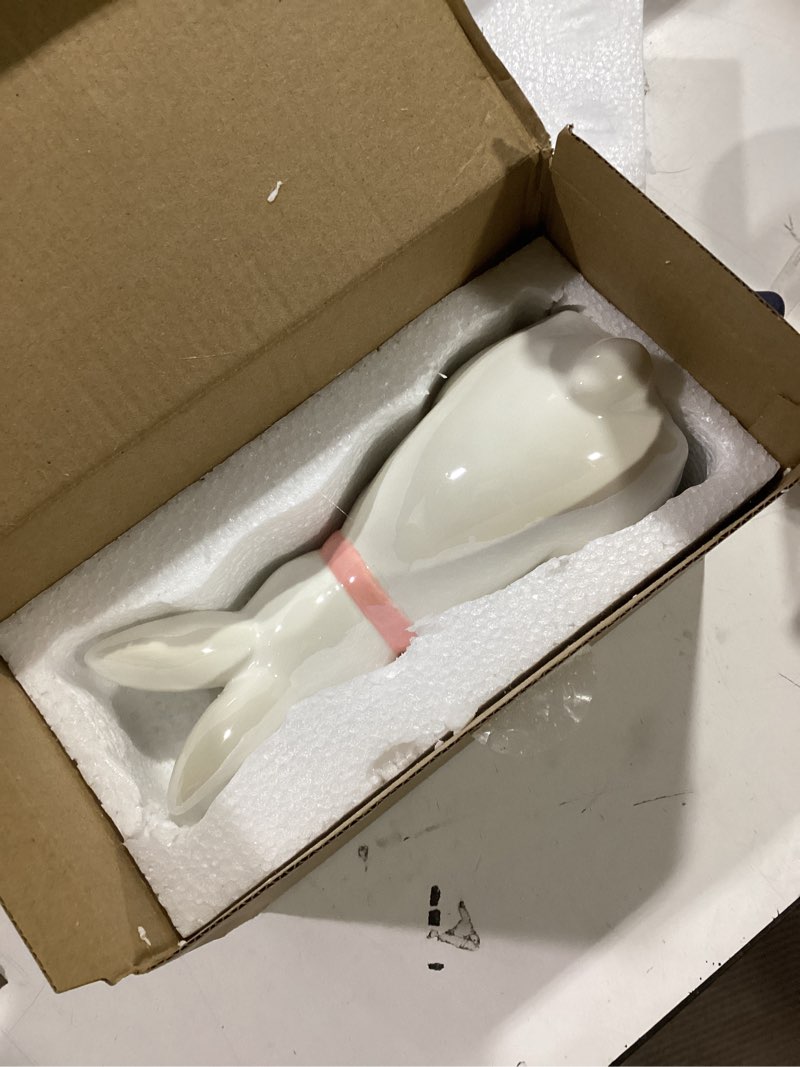 Condition photo showing New/Like New for DN DECONATION Easter Decoration Bunny Decor - Spring Easter White Rabbit Sculpture, Ceramic Statues with Pink Bow for Farmhouse Home Decor Tabletop Shelf Mantel Dining Table Centerpiece White and Pink Set of 1