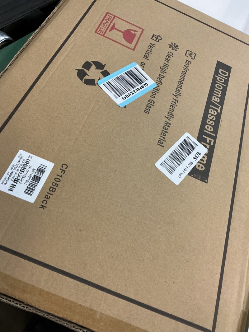 Condition photo showing New/Like New for GraduationMall 11x17 Black Wood Diploma Frame with Tassel Holder for 8.5x11 Certificate Document,Real Glass,Black over Gold Mat Black With Gold Trim Diploma + Tassel