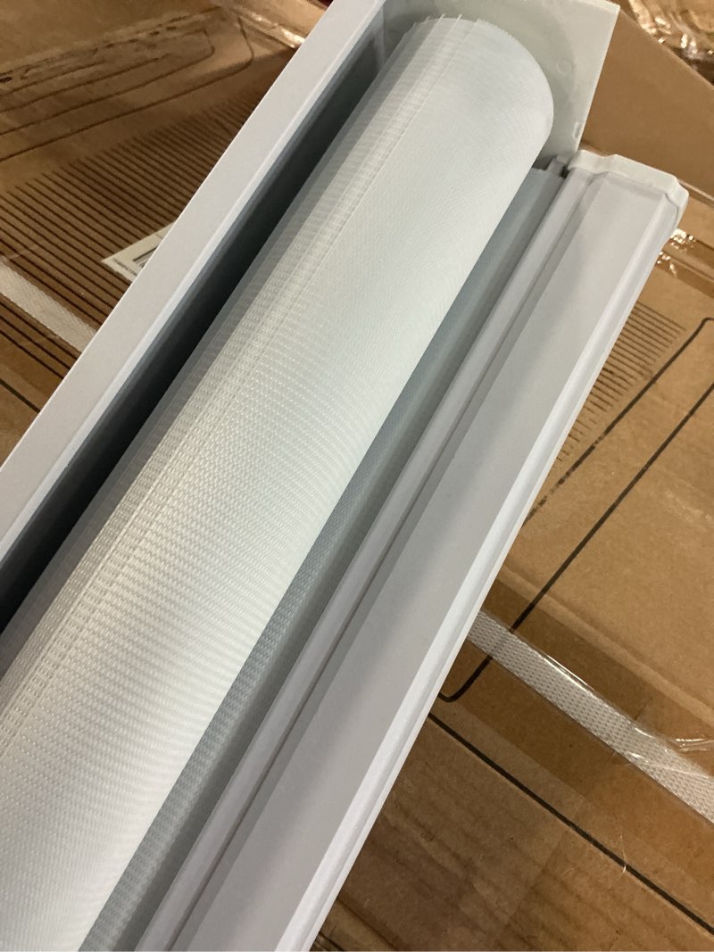 Condition photo showing As Is for joydeco free-stop zebra blinds (pro), dual layer light control zebra blinds for windows, light-proof aluminum cover, roller shades for home & office, 34" w×75" h (86 w×191 h cm), white