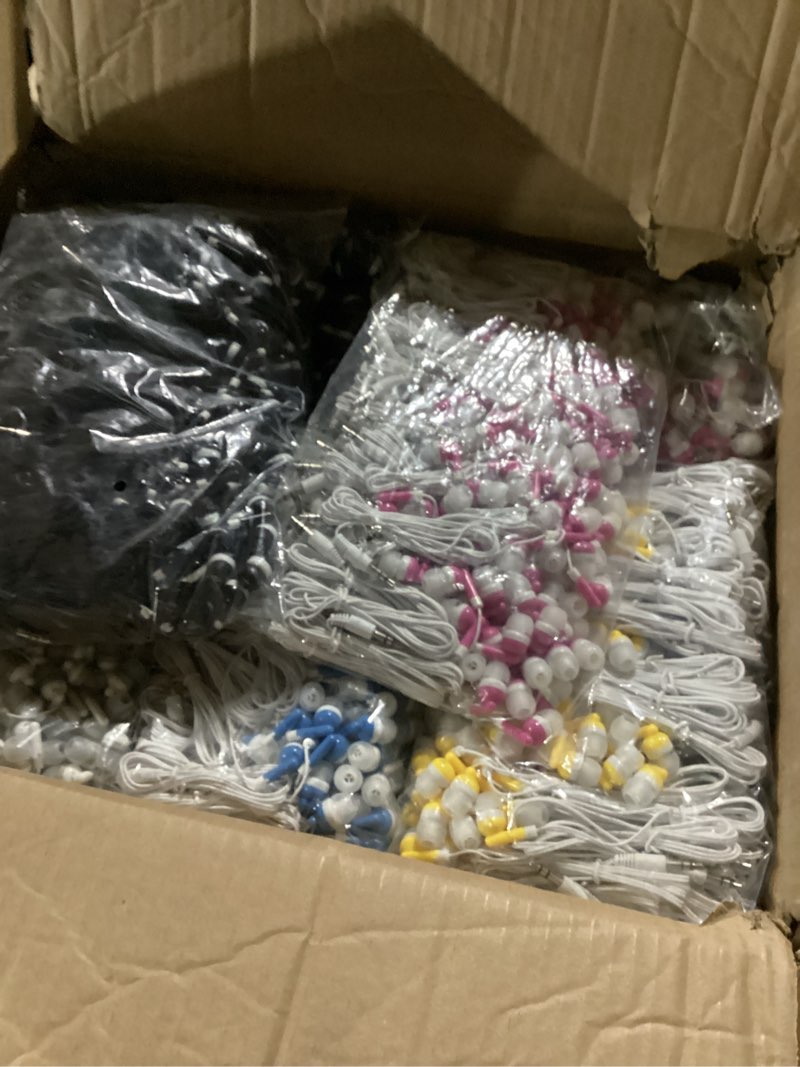 Condition photo showing New/Like New for 1500 pack earbud bulk headphone for classroom earphone earbud with wire individually bagged wired in ear buds(multicolor)