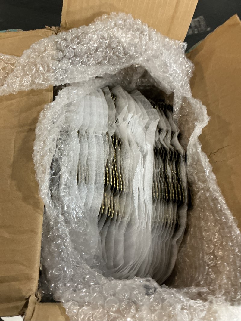 Condition photo showing New/Like New for jevergn 24 pack gold charger plates, 13'' reef chargers for dinner plates, gold plate chargers set of 24, round plastic charger for wedding, party event, dinner, table setting