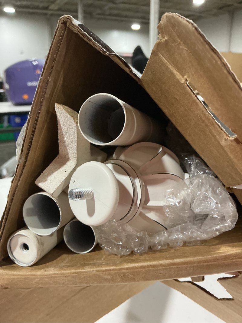 Condition photo showing As Is for KAMANINA Curtain Rod 32 to 58 Inch(2.6-4.8Ft), Heavy Duty White Curtain Rods for Windows, 7/8 Inch Single Drapery Rod Adjustable, Decorative Netted Texture End Ivory White 32-58"