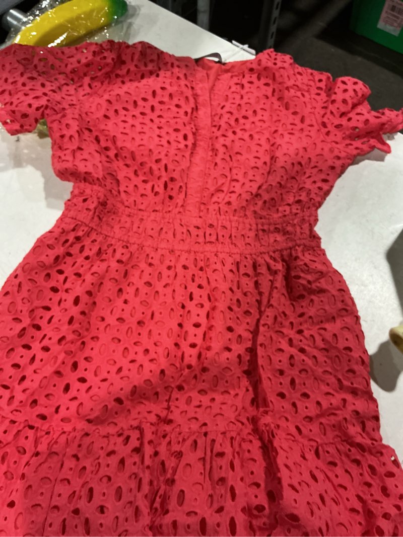 Condition photo showing Good Condition for anrabess womens summer dress ruffle sleeve v neck midi dresses fashion casual fit flowy tiered boho beach vacation sundress red large