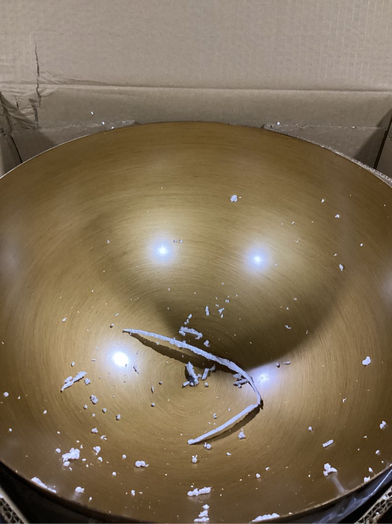 Condition photo showing As Is for 16" dome gold pendant light, farmhouse pendant lights for kitchen island, modern adjustable hanging lamp for dining room living room hallway cafe bar 2 pack bronze gold 16"-2 pack