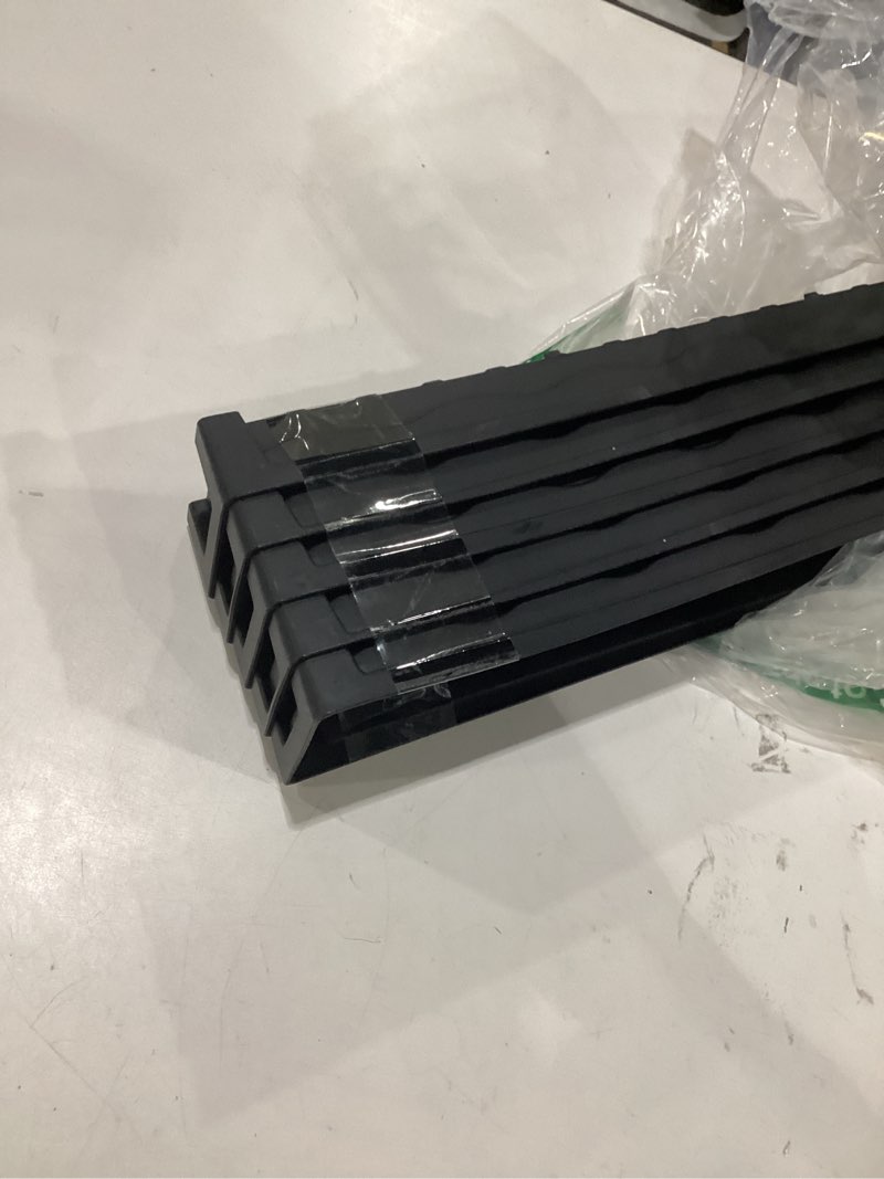 Condition photo showing As Is for 5 pack plastic plant saucer (17"x3"x1.5"), rectangular window sill plant pot trays with removable drainage hole, thick windowsill saucer tray for 2.8 inch (7cm) flower nursery pots (black) black trays (17"x3"x1.5") for 2.8 inch pots-5 pack
