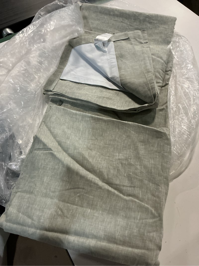 Condition photo showing Good Condition for european linen true blackout curtain, 48x120, sage