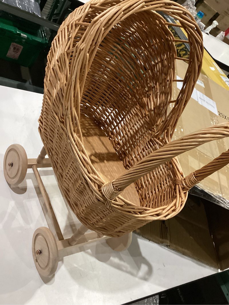 Condition photo showing Good Condition for wicker carriage,woven rattan stroller shaped flower basket,natural willow branches?used for welcoming infants, wedding parties, home decor, floral decoration