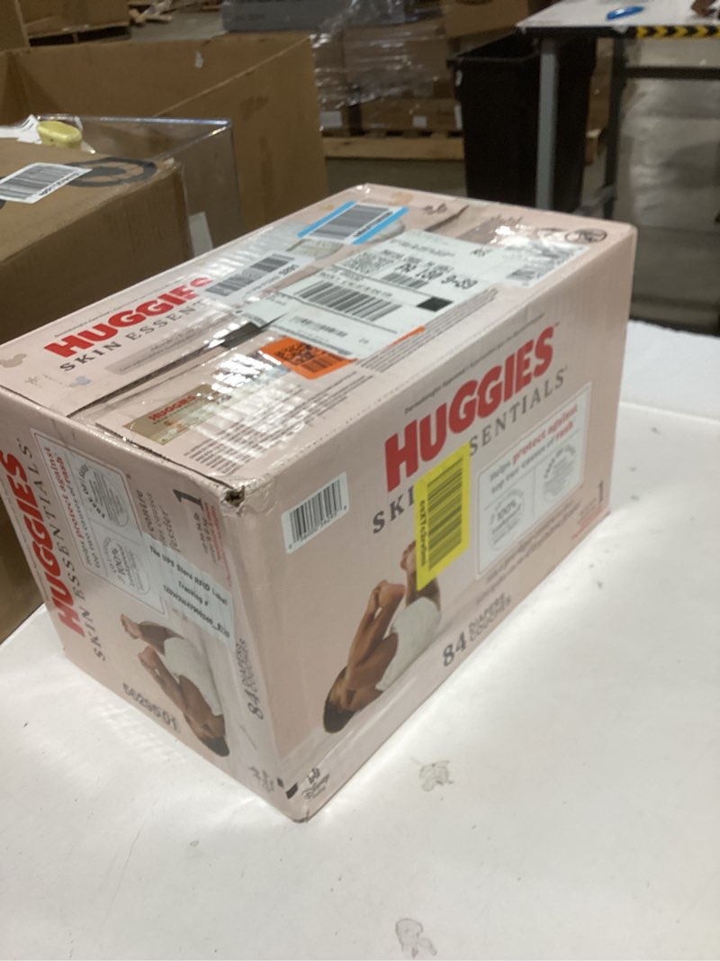 Condition photo showing New/Like New for Huggies Size 1 Diapers, Skin Essentials Baby Diapers, Size 1 (8-14 lbs), 84 Count, Packaging May Vary Size 1 84