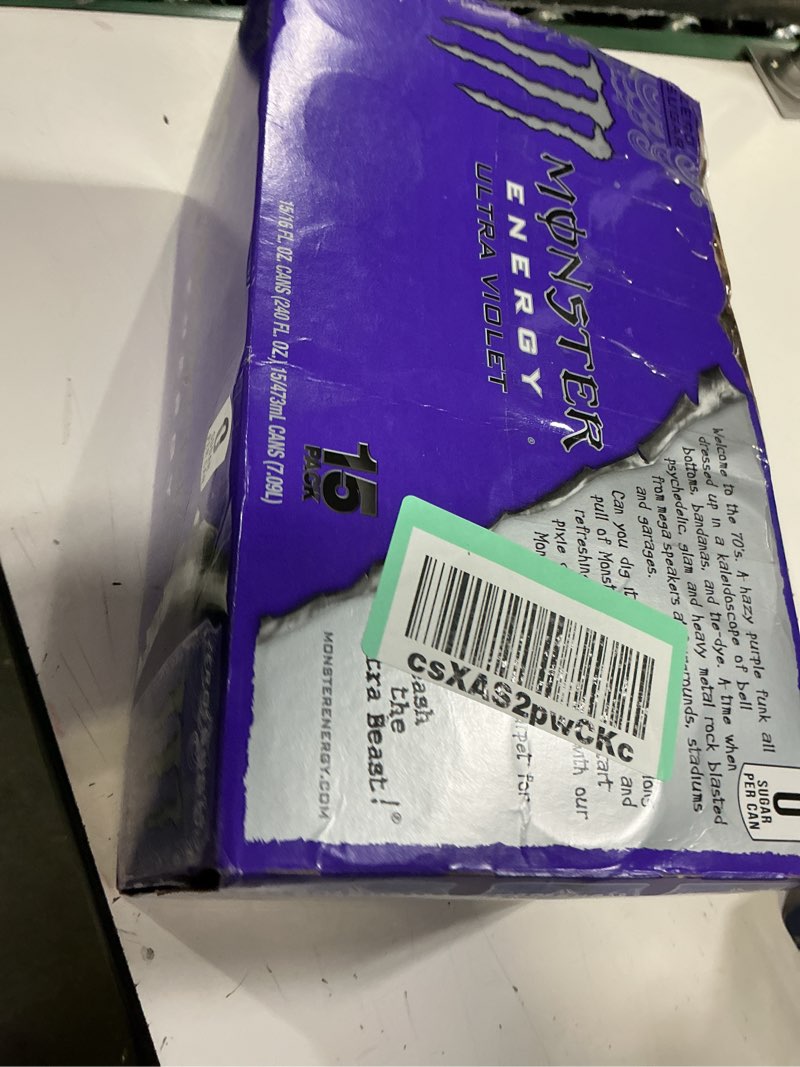 Condition photo showing New/Like New for (uknown expiration)  monster energy ultra violet, sugar free energy drink, 16 ounce | pack of 15 ultra violet 15 pack