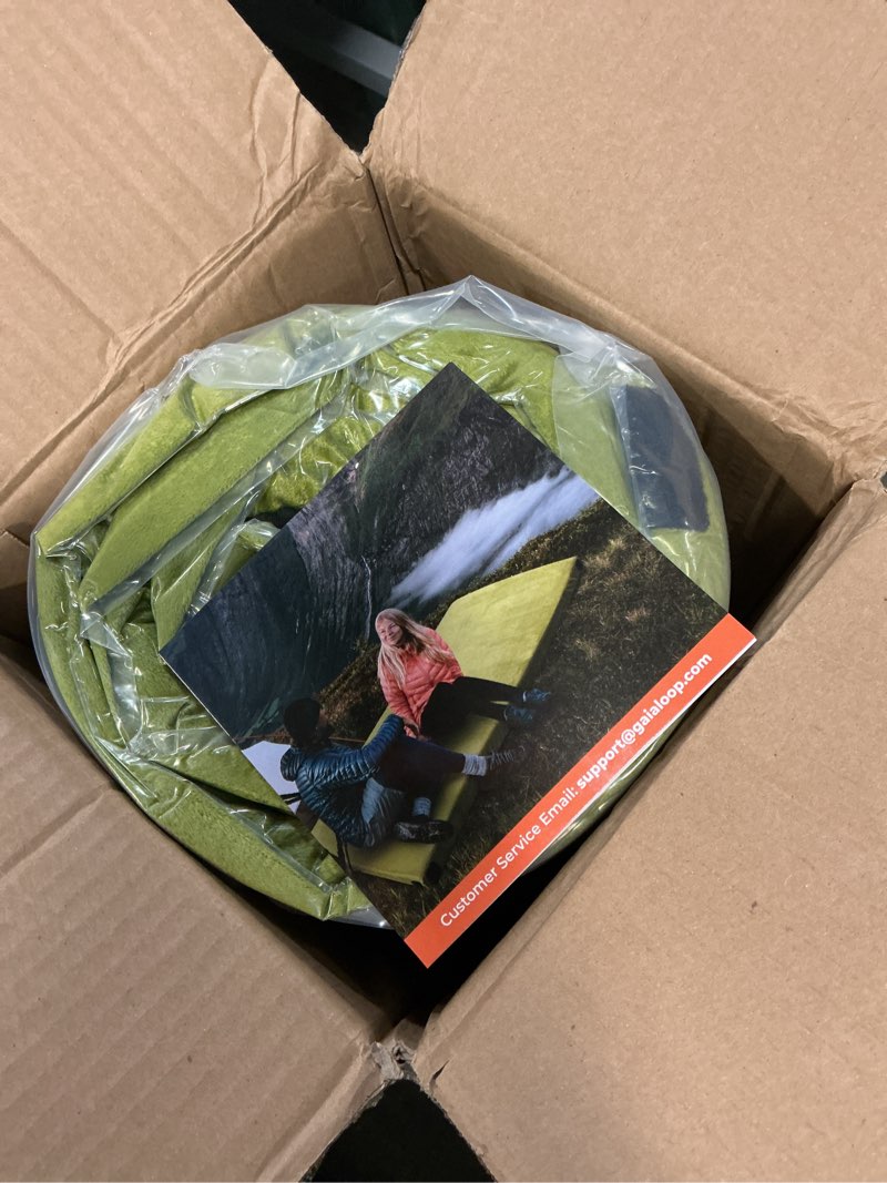 Condition photo showing New/Like New for 3 inch memory foam camping mattress, dual layer thick sleeping camp pad for car tent cot, roll-up portable glamping floor bed for guests sleepover avocado green single: 75*30*3"