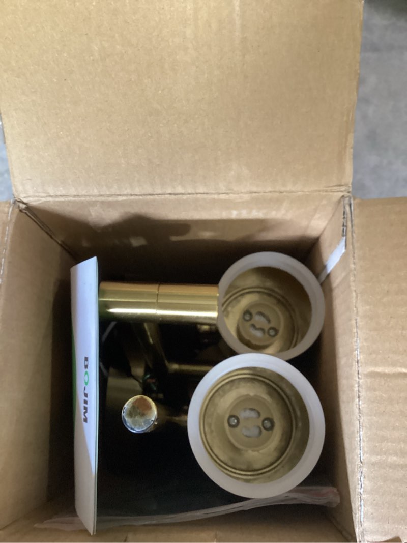 Condition photo showing As Is for bojim 6 light gold track lighting kit, modern led track lighting fixtures ceiling, flexibly rotatable led light head with acrylic ring, kitchen ceiling spot light(gu10 socket, bulbs not included) gold 6 light