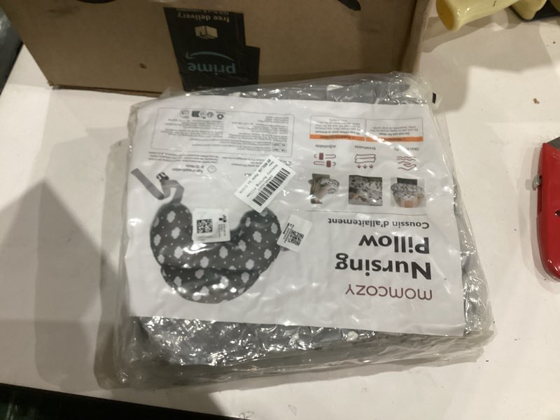 Condition photo showing New/Like New for momcozy original nursing pillow for breastfeeding-pioneering safety fence- wider feeding pillows for more support for mom & baby- easier nursing & hand free- fit for all, removable cotton cover grey