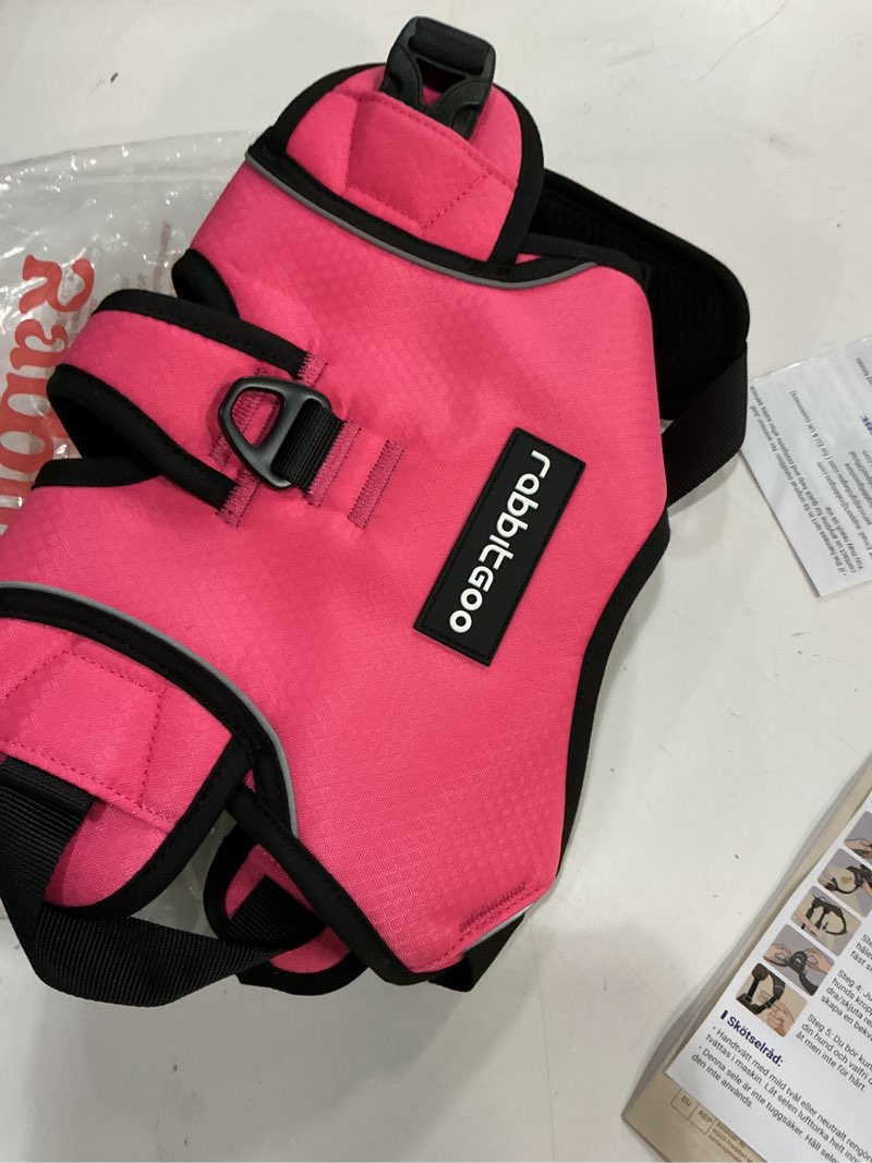 Condition photo showing Good Condition for (size :l)rabbitgoo escape proof dog harness, soft padded full body pet harness, reflective adjustable no pull vest with lift handle and leash clip for large dogs walking hiking training, l, pink large (pack of 1) pink