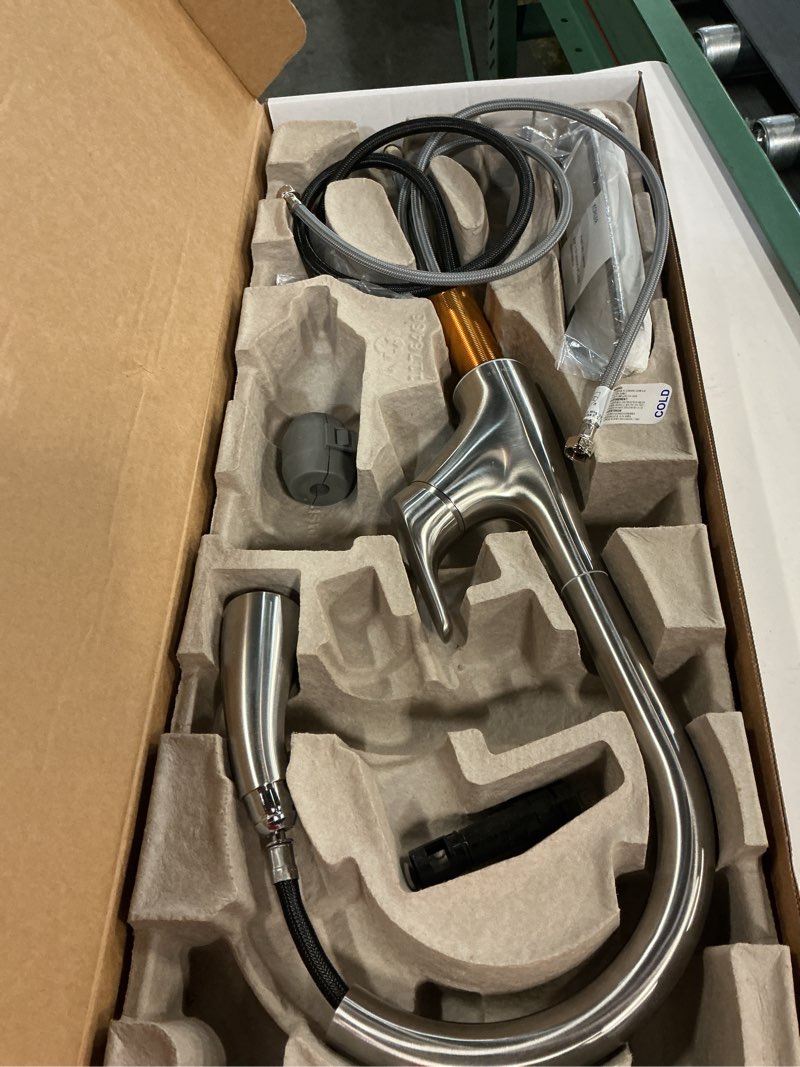 Condition photo showing New/Like New for kohler 23764-vs tone pull down kitchen faucet, kitchen sink faucets with pull down sprayer, vibrant stainless vibrant stainless pull-down