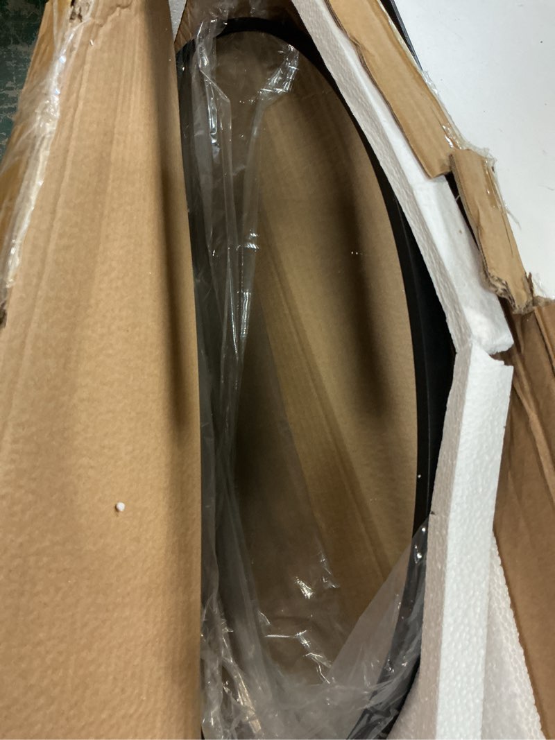 Condition photo showing As Is for Bathroom Mirror for Wall,36''x24'',Black Oval Mirror for Bedroom Entryway Bathroom, Metal Framed Vanity Mirror(36''x24'',Black) Oval Black 36"L x 24"W