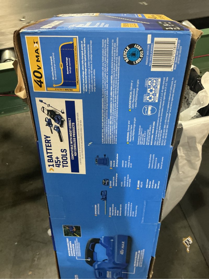 Condition photo showing Good Condition for kobalt gen4 40-volt 24-in battery hedge trimmer 2 ah (battery and charger included)