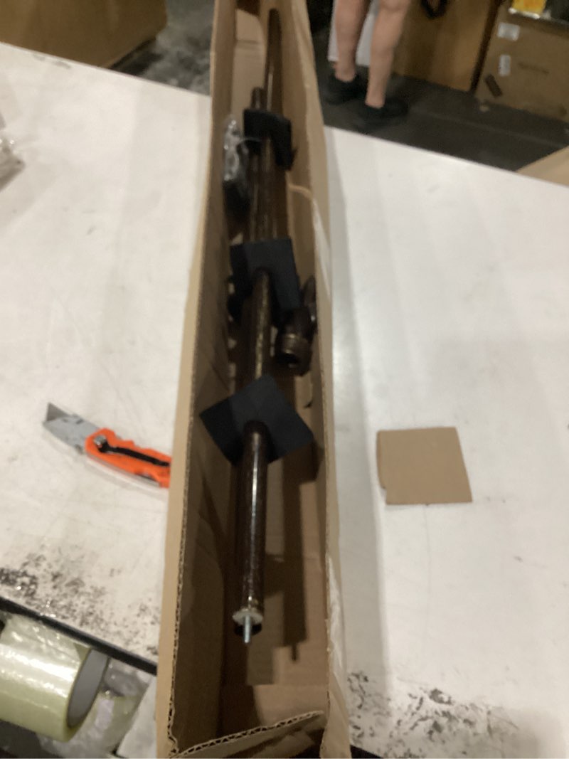 Condition photo showing As Is for kenney 5/8" fast fit bailey easy install curtain rod, oil rubbed bronze, 36"-66" 36-66"