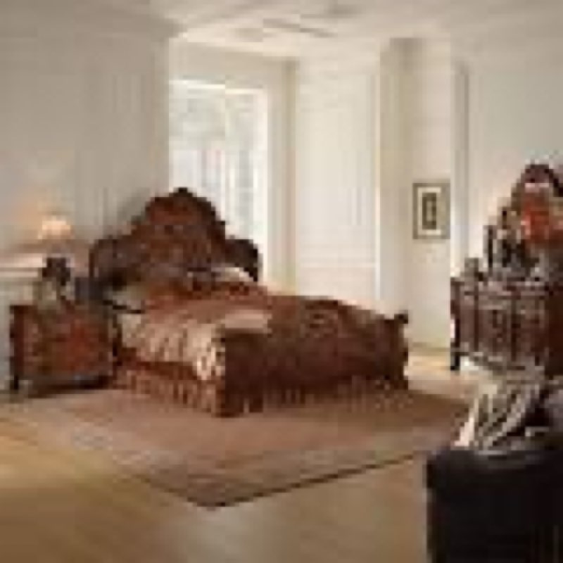 (Incomplete)Rosy 4-Piece Cherry Oak Brown Queen Wood Bedroom Set