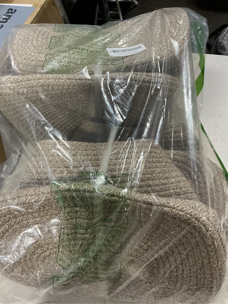 Condition photo showing Good Condition for oiasket storage baskets for organizing, woven decorative baskets for shelves - books, towels, and clothes, cotton rope toy storage bins, 12.7''lx9''wx7.8''h, pack of 4, brown