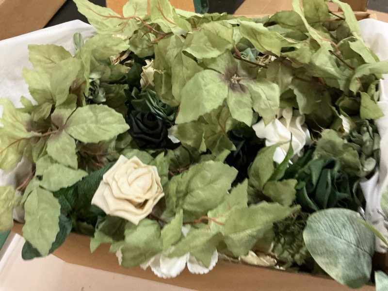 Condition photo showing New/Like New for ling's moment 41" tall free standing artificial flowers arrangements 2 pcs wedding arch altar stage decorations emerald & tawny beige ceremony reception rose fake floral party centerpieces decor grn-emerald & tawny beige 41" tall x 22" cross